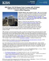 Icon of KBS Signs 135,734 Square Feet Of Leases With 19 Tenants 10-28-21