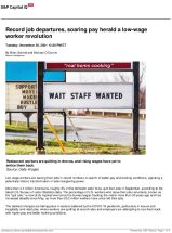 Icon of Record Job Departures, Soaring Pay Herald A Low-wage 11-30-21