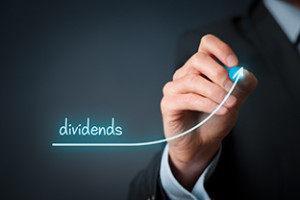 Increase dividends concept. Shareholder plan (predict) dividends growth represented by graph.