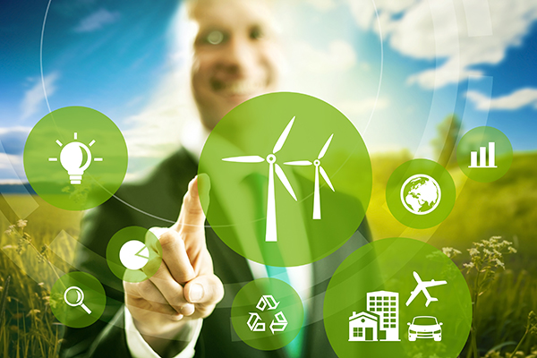 Wind energy and power business model concept.